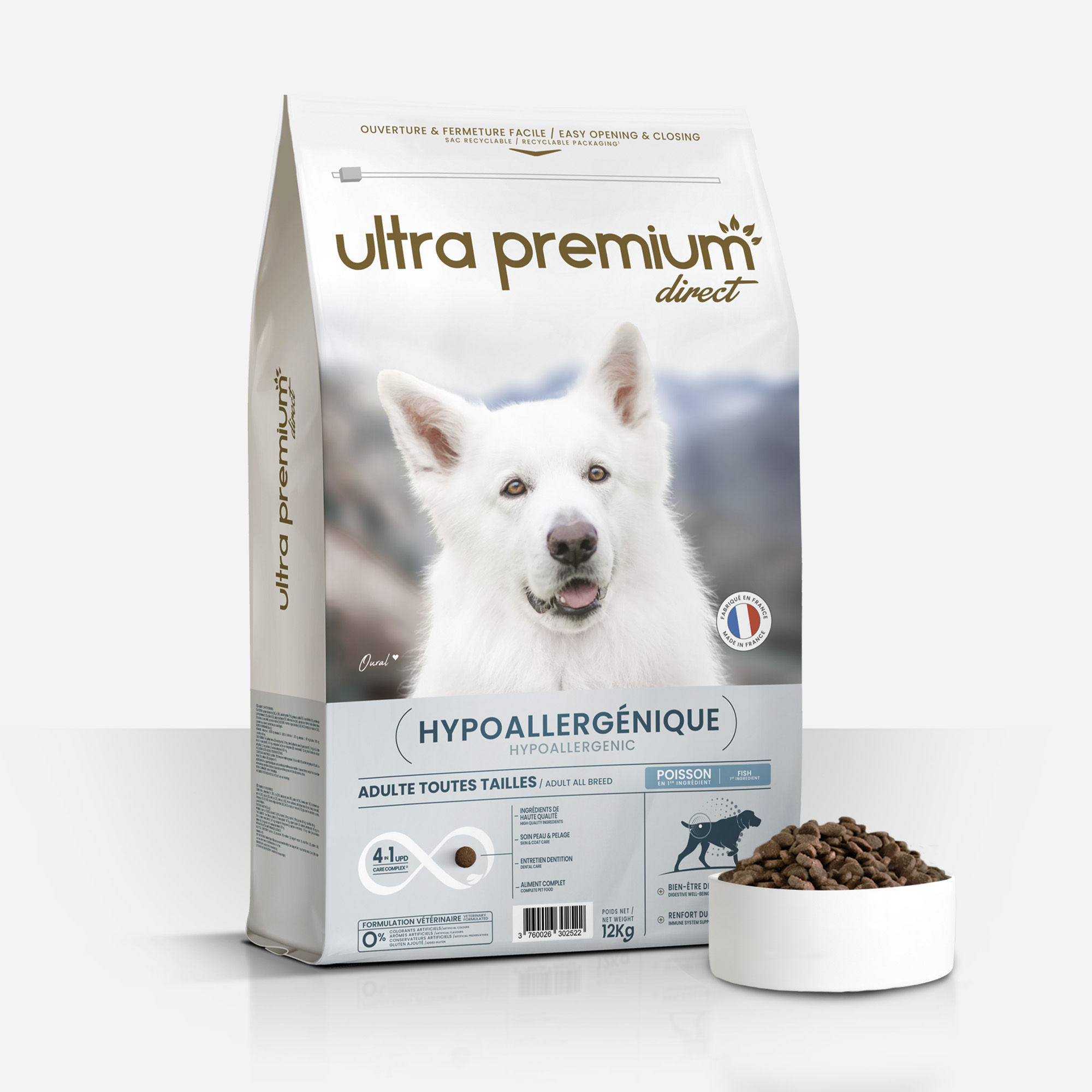 Ultra Premium Direct Croquettes Hypoallergéniques Chien au Poisson