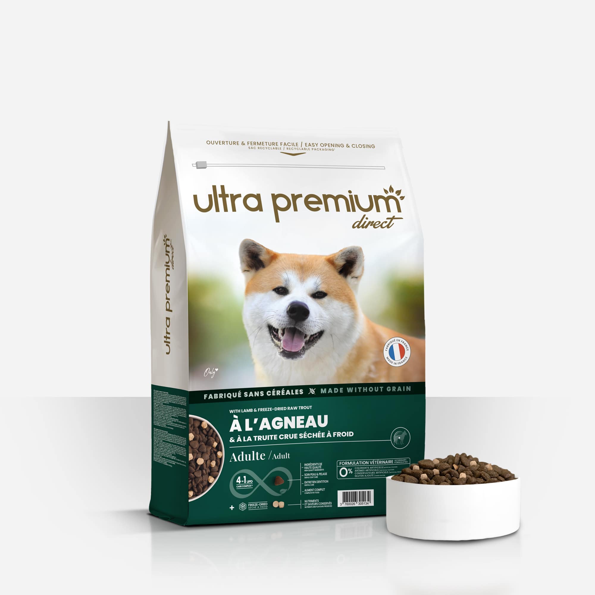 Ultra Premium Direct Croquettes Sans Céréales Agneau & Truite crue